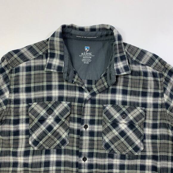 Kuhl Shirt Mens M Medium Gray Ivy Dillingr Flannel Button Up Cotton Tercel Blend - Picture 4 of 14